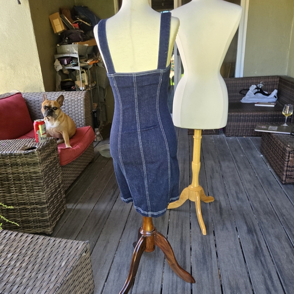 Topshop Dark Blue Denim Dress - Picture 2 of 4
